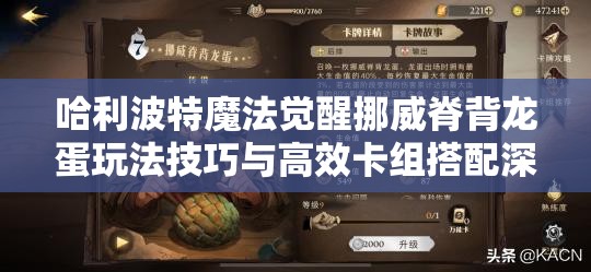 哈利波特魔法觉醒挪威脊背龙蛋玩法技巧与高效卡组搭配深度解析攻略