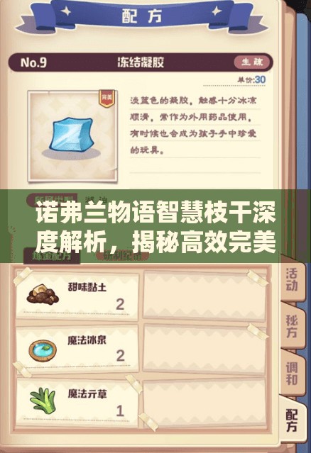 诺弗兰物语智慧枝干深度解析，揭秘高效完美配方研发的核心秘籍