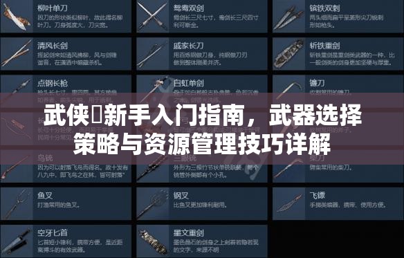 武侠乂新手入门指南，武器选择策略与资源管理技巧详解