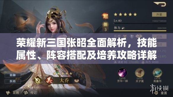荣耀新三国张昭全面解析，技能属性、阵容搭配及培养攻略详解