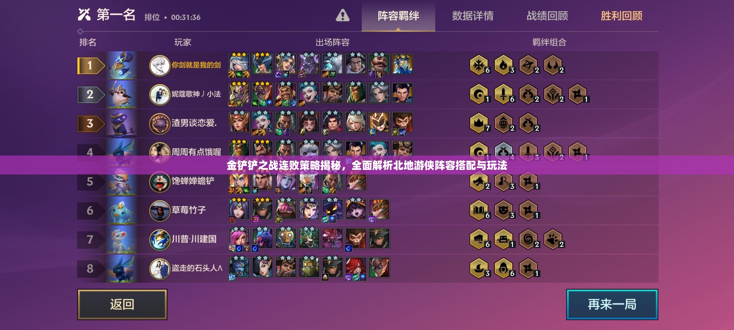 金铲铲之战连败策略揭秘，全面解析北地游侠阵容搭配与玩法