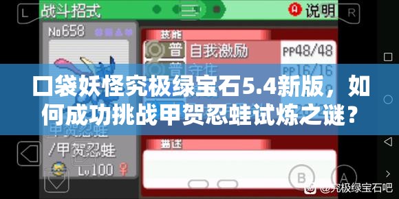 口袋妖怪究极绿宝石5.4新版，如何成功挑战甲贺忍蛙试炼之谜？