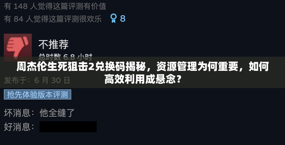 周杰伦生死狙击2兑换码揭秘，资源管理为何重要，如何高效利用成悬念？
