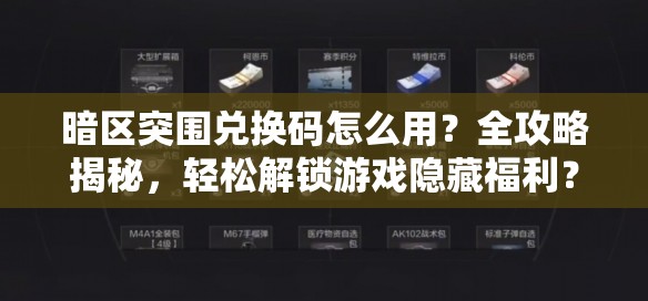 暗区突围兑换码怎么用？全攻略揭秘，轻松解锁游戏隐藏福利？