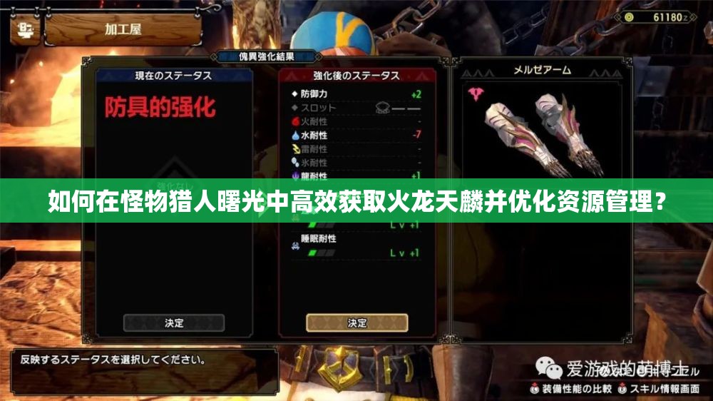 如何在怪物猎人曙光中高效获取火龙天麟并优化资源管理？
