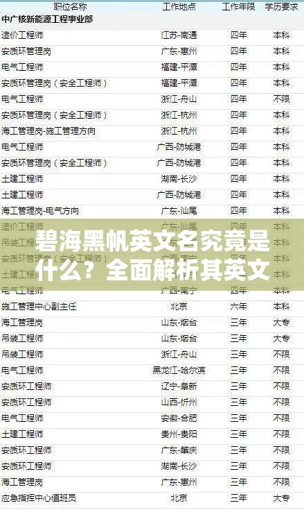 碧海黑帆英文名究竟是什么？全面解析其英文命名全攻略