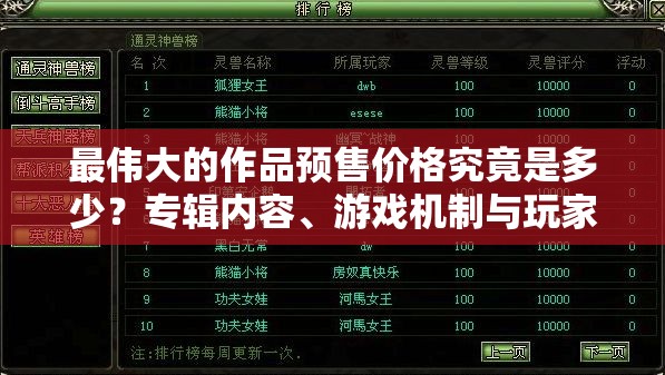 最伟大的作品预售价格究竟是多少？专辑内容、游戏机制与玩家适配全面剖析