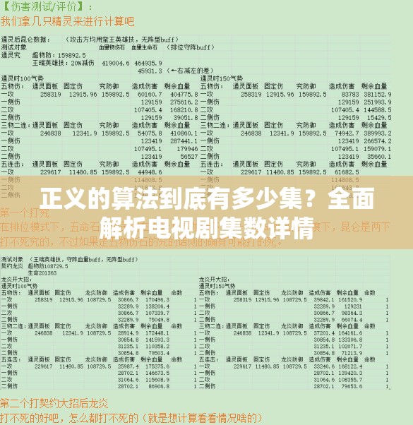 正义的算法到底有多少集？全面解析电视剧集数详情
