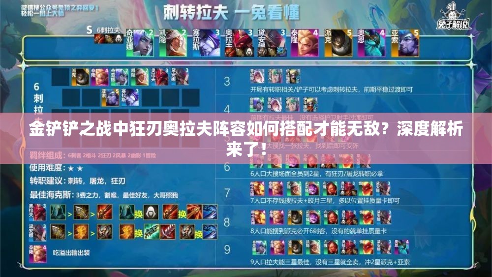 金铲铲之战中狂刃奥拉夫阵容如何搭配才能无敌？深度解析来了！