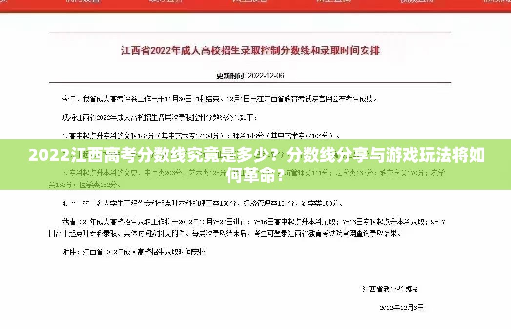 2022江西高考分数线究竟是多少？分数线分享与游戏玩法将如何革命？