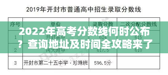 2022年高考分数线何时公布？查询地址及时间全攻略来了吗？
