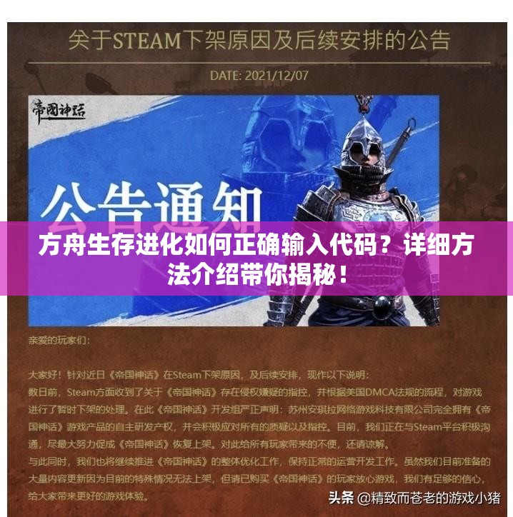 方舟生存进化如何正确输入代码？详细方法介绍带你揭秘！