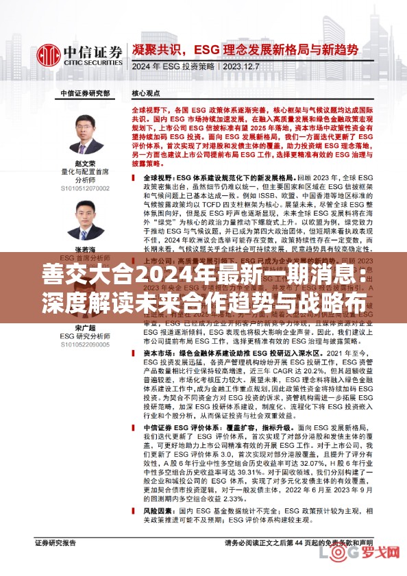 善交大合2024年最新一期消息：深度解读未来合作趋势与战略布局