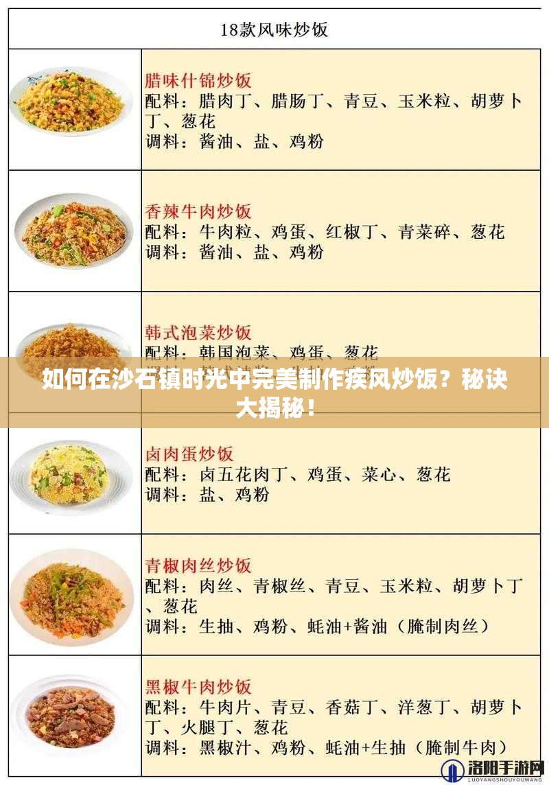 如何在沙石镇时光中完美制作疾风炒饭？秘诀大揭秘！