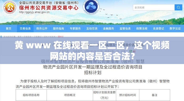 黄 www 在线观看一区二区，这个视频网站的内容是否合法？