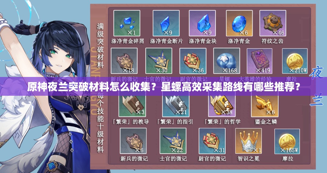 原神夜兰突破材料怎么收集？星螺高效采集路线有哪些推荐？