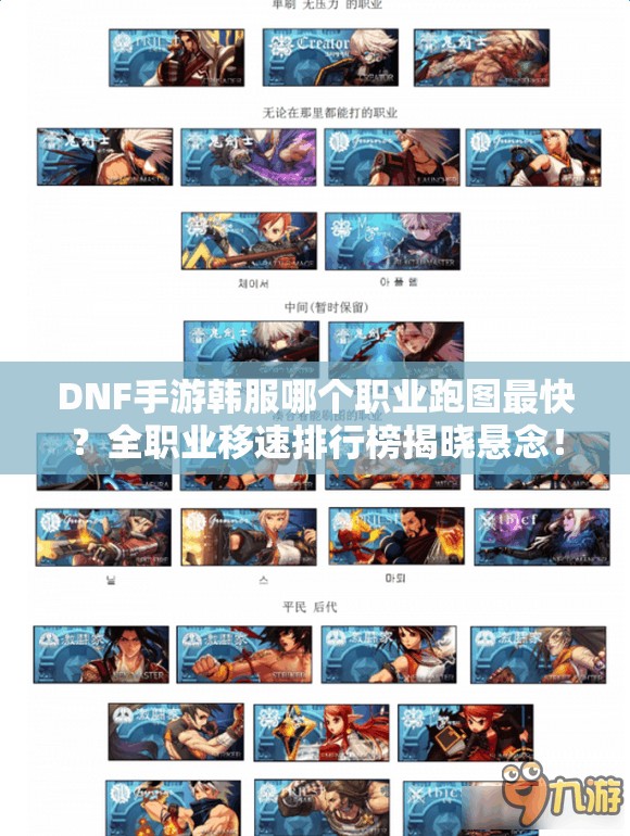 DNF手游韩服哪个职业跑图最快？全职业移速排行榜揭晓悬念！