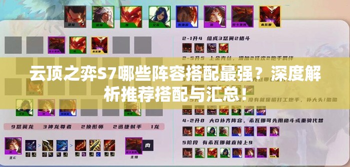 云顶之弈S7哪些阵容搭配最强？深度解析推荐搭配与汇总！