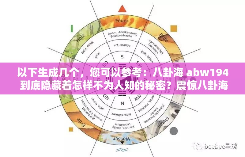 以下生成几个，您可以参考：八卦海 abw194 到底隐藏着怎样不为人知的秘密？震惊八卦海 abw194 背后的真相令人咋舌，你知道吗？探究八卦海 abw194，为何它能引发众多网友的关注和热议？