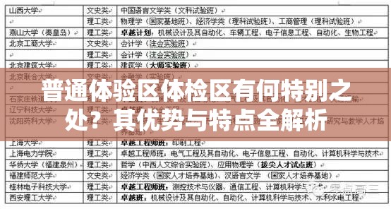 普通体验区体检区有何特别之处？其优势与特点全解析