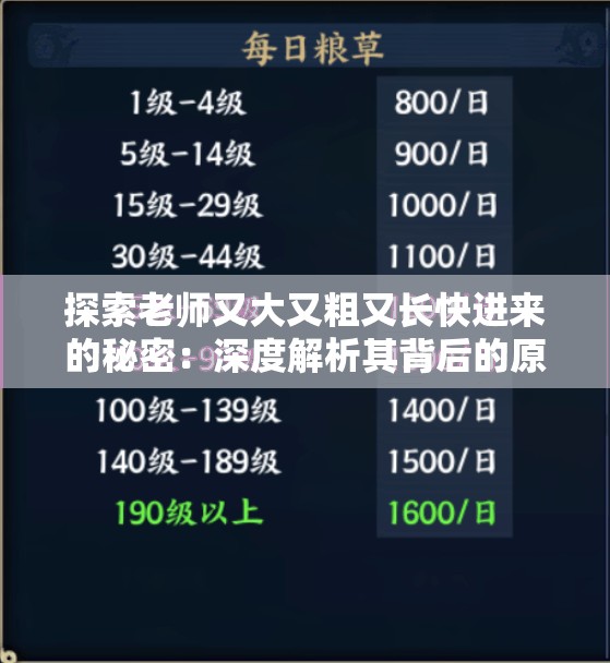 探索老师又大又粗又长快进来的秘密：深度解析其背后的原理与应用场景