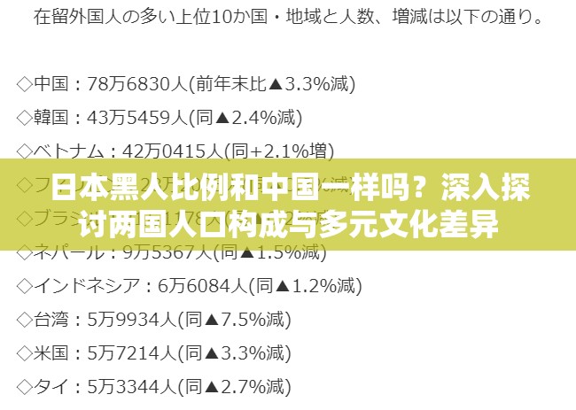 日本黑人比例和中国一样吗？深入探讨两国人口构成与多元文化差异