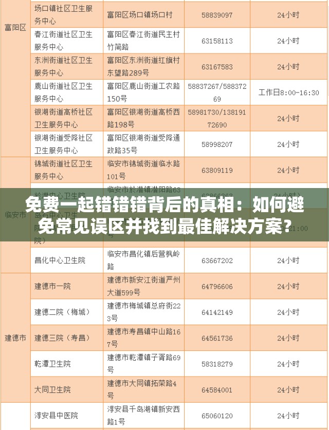 免费一起错错错背后的真相：如何避免常见误区并找到最佳解决方案？