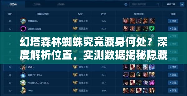 幻塔森林蜘蛛究竟藏身何处？深度解析位置，实测数据揭秘隐藏真相？