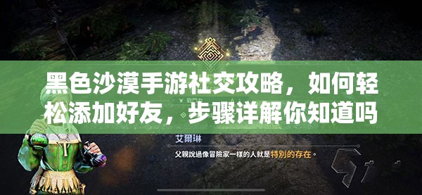 黑色沙漠手游社交攻略，如何轻松添加好友，步骤详解你知道吗？