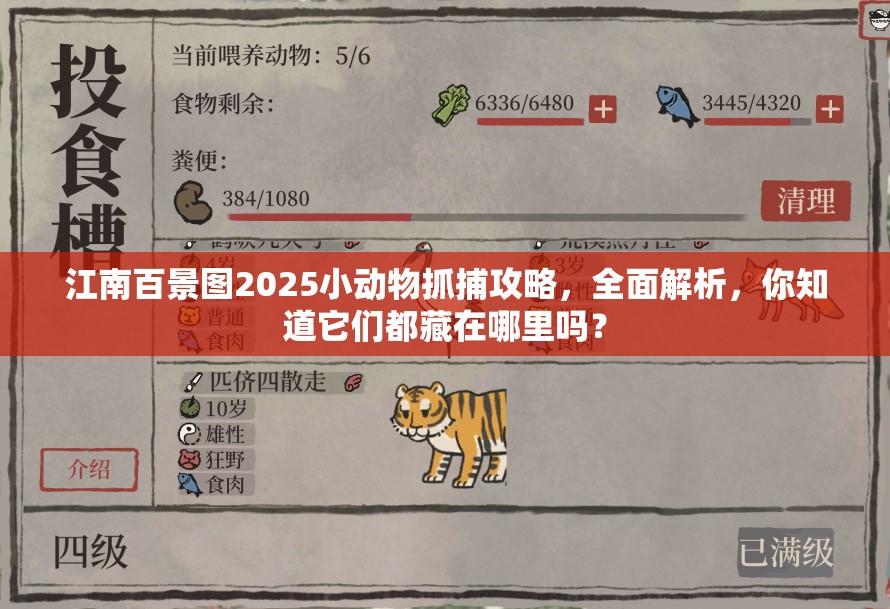 江南百景图2025小动物抓捕攻略，全面解析，你知道它们都藏在哪里吗？