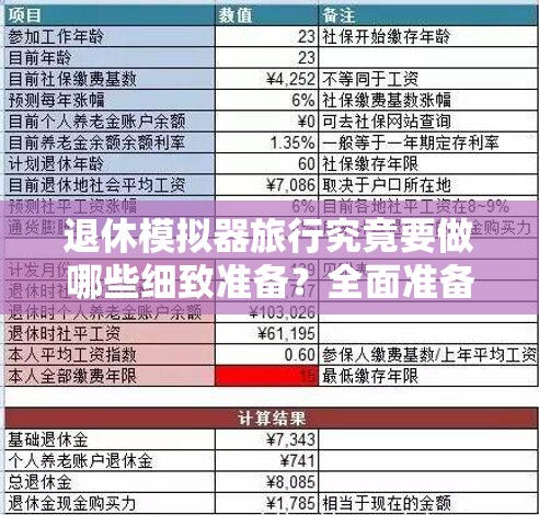 退休模拟器旅行究竟要做哪些细致准备？全面准备指南一览