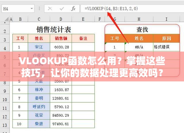 VLOOKUP函数怎么用？掌握这些技巧，让你的数据处理更高效吗？