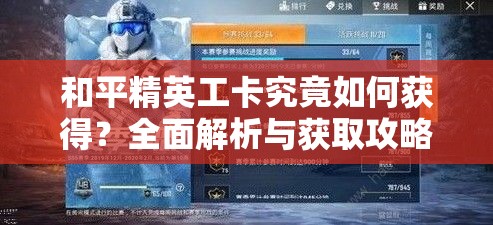 和平精英工卡究竟如何获得？全面解析与获取攻略揭秘