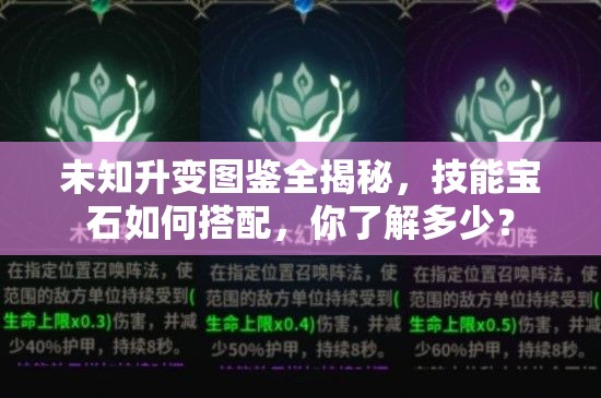 未知升变图鉴全揭秘，技能宝石如何搭配，你了解多少？