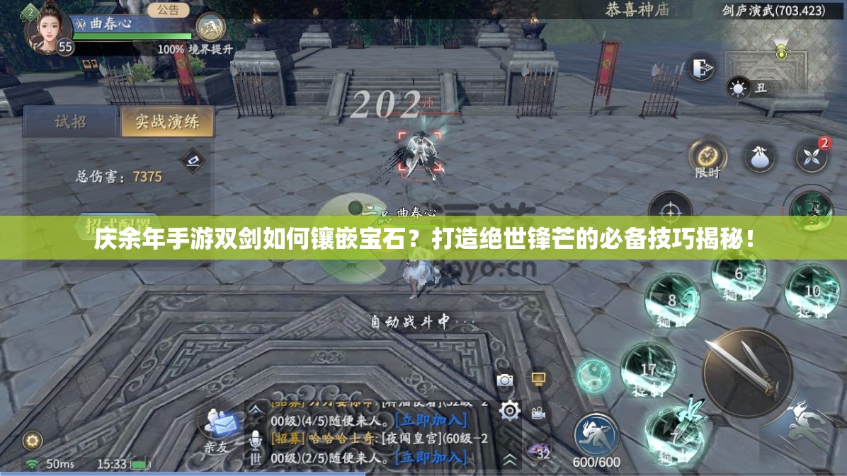 庆余年手游双剑如何镶嵌宝石？打造绝世锋芒的必备技巧揭秘！