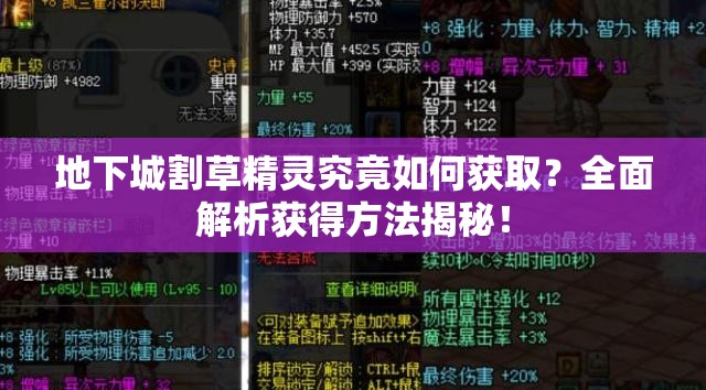 地下城割草精灵究竟如何获取？全面解析获得方法揭秘！