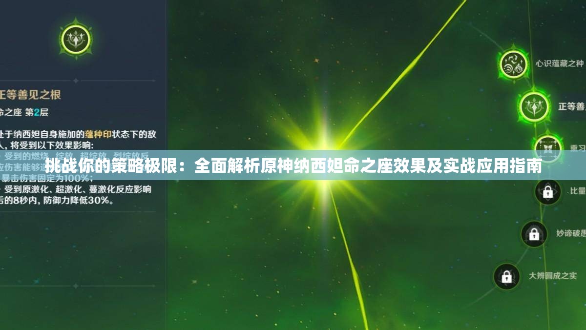 挑战你的策略极限：全面解析原神纳西妲命之座效果及实战应用指南